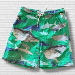 Mini Boden Swim Trunks 2-3Y Green Shark Print Mesh Lined Play